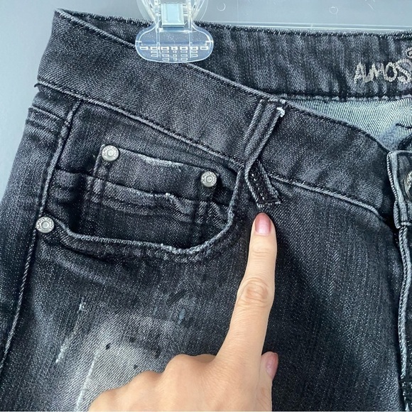 Y2K Grunge ALMOST Famous Distressed Bermuda Jean Shorts Size 11 Y2K Emo Low Rise - Picture 3 of 15